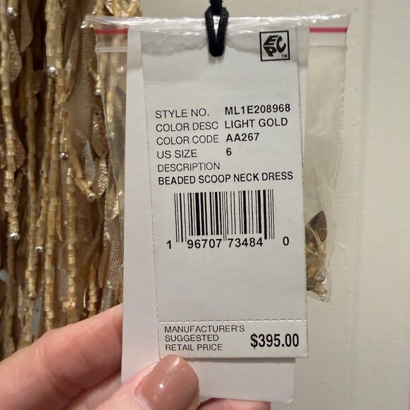 Liv Foster Gold Beaded Scoop Neck Mini Dress Size 6 NWT - Picture 6 of 12